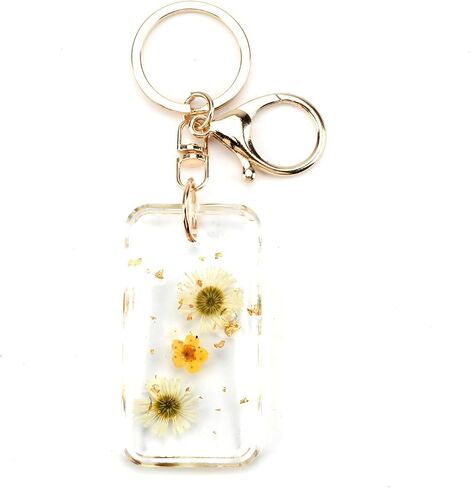Dried Pressed Flower Keychain,Handmade Floral Resin Keychain,Flower Gifts for Mom Sister Bestie Wife Girlfriend in Saudi Arabia