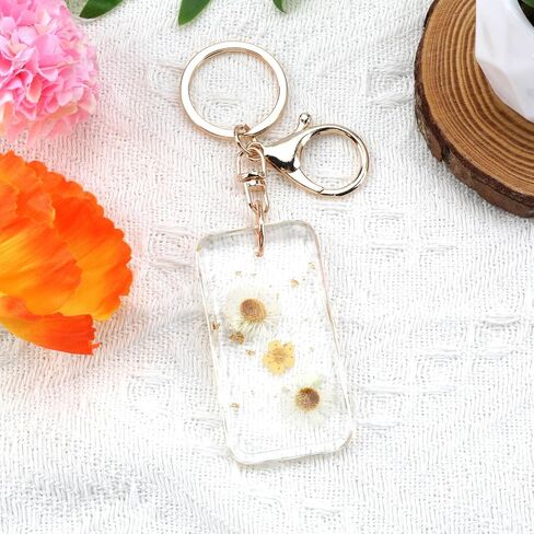 Dried Pressed Flower Keychain,Handmade Floral Resin Keychain,Flower Gifts for Mom Sister Bestie Wife Girlfriend in Saudi Arabia