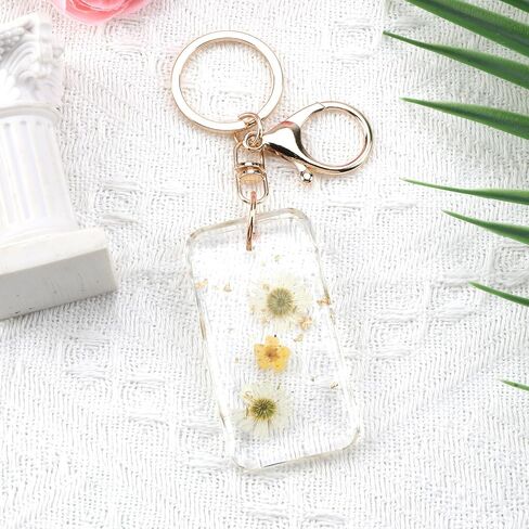Dried Pressed Flower Keychain,Handmade Floral Resin Keychain,Flower Gifts for Mom Sister Bestie Wife Girlfriend in Saudi Arabia