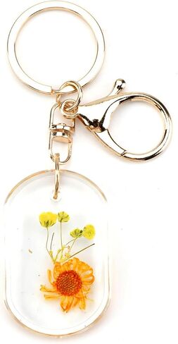 Dried Pressed Flower Keychain,Handmade Floral Resin Keychain,Flower Gifts for Mom Sister Bestie Wife Girlfriend in Saudi Arabia