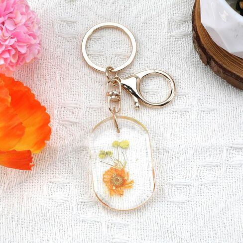 Dried Pressed Flower Keychain,Handmade Floral Resin Keychain,Flower Gifts for Mom Sister Bestie Wife Girlfriend in Saudi Arabia