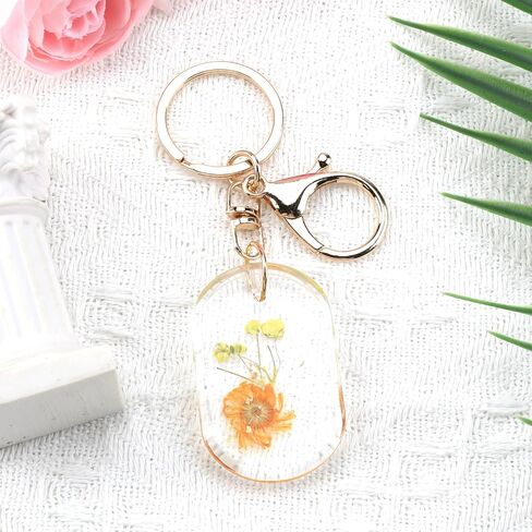 Dried Pressed Flower Keychain,Handmade Floral Resin Keychain,Flower Gifts for Mom Sister Bestie Wife Girlfriend in Saudi Arabia