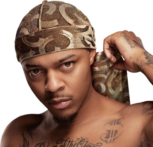 Red by Kiss Bow Wow X Power Wave Pattern Velvet Durag ، Soft & Stretchy ، Ultimate Pussion ، Fit & Treasable (Dragon Black) in Saudi Arabia