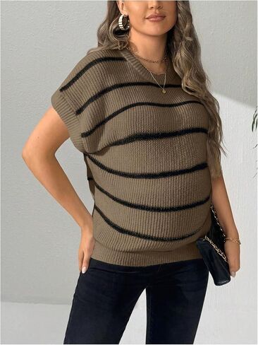 Oyoangle Women's Women's Printed Print Sweeve Sweeve Subsiters Crew Neck Tops Corped Treknated Respens in Saudi Arabia
