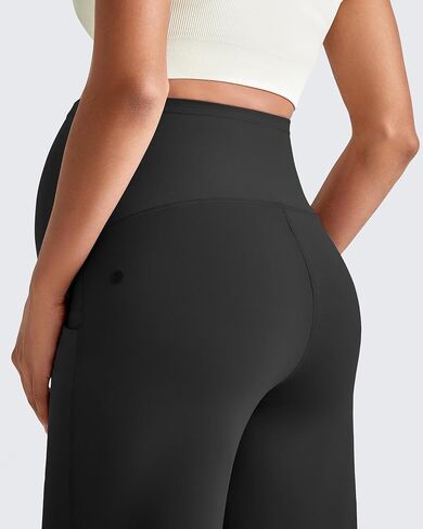 G4Free EverGoing Maternity Dress Pants Pregnancy Trousers Over the Belly | Front Seam,Two Side Pockets,Wide Leg,Sleek Soft,Slightly Brushed,Full Belly Coverage,for Work Casual Wear in Kuwait