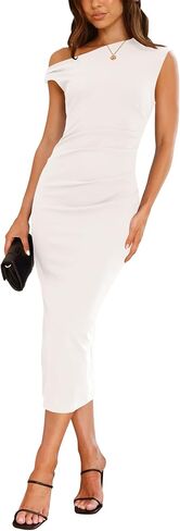 Nova in Sky Women's 2025 Summer Bodycon Midi Dress One Counter Wear to Work Ruched Slit Slit Cocktail Greak Guest Dress in Kuwait