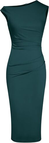 Nova In Sky Women's 2025 Summer Bodycon Midi Dress One Shoulder Wear to Work Ruched Slit Formal Cocktail Wedding Guest Dress in Saudi Arabia
