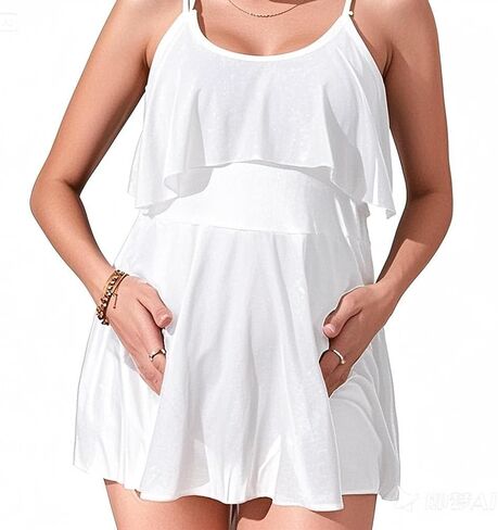 Harssidanzar Maternity Bikini Set Two Piece Swimsuit Sheer Mesh Maternity Bathing Suits Suit Swimwear KL303US in Saudi Arabia