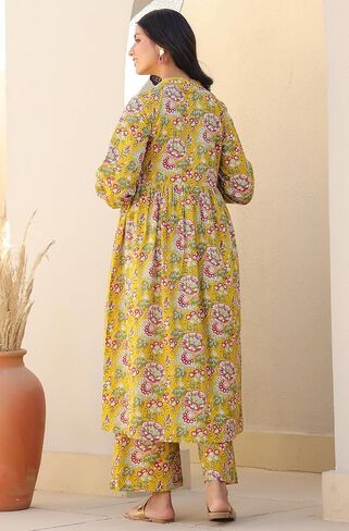Janasya Indian Women's Maternity Co-ord for Women Pure Cotton A-Line Floral Casual Calf Length Maternity Clothes in Saudi Arabia