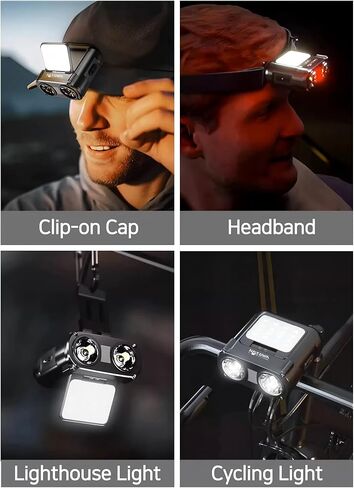 WARSUN Headlamp Rechargeable, 90° COB LED Head Lamp with Motion Sensor, 5 Modes & IPX5 Water-Resistant LED Head Light for Night Running, Fishing, Cycling, Camping in Kuwait