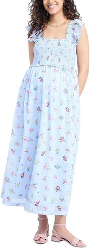 Motherhood Maternity Women's Sleeveless Ruffle Shoulder Smocked Maxi Pregnancy Dress in Kuwait