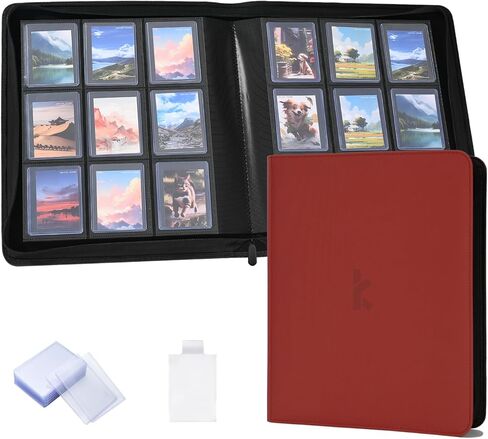 Top Loader Binder, Holds 288 Top Loaders, Include 18 Top Loaders and 100 Tabbed Card Sleeves, 9 Pocket Toploader Binders for 3" x 4" Toploader, Zipper and Ringless Trading Card Binder(Blue) in Saudi Arabia