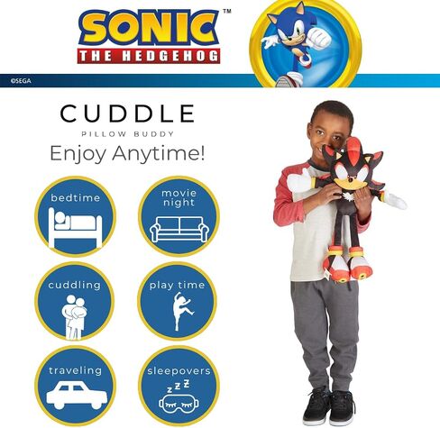 Franco Sonic Shadow The Hedgehog Anime Kids Bedding Super Soft Plush Cuddle Pillow Buddy, One Size, (Officially Licensed Product) in Saudi Arabia