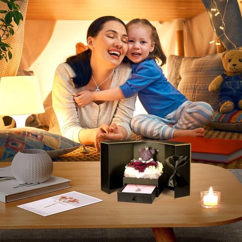 ADDWel Mothers Day Gifts for Mom from Daughter and Son, Unique Mom Birthday Gift Idea, Preserved Real Roses with I Love You in 100 Languages Mom Necklace, Cool Present to Mother Mama in Kuwait