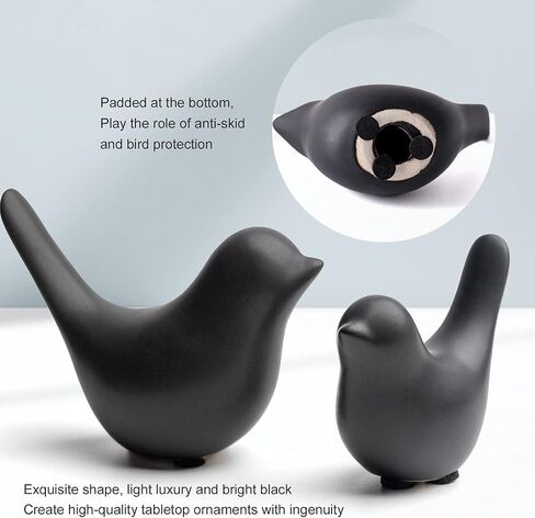Notakia Small Birds Statues Home Decor Modern Style Birds Decorative Ornaments for Living Room, Bedroom, Office Desktop, Cabinets (Black 2Pcs) in Kuwait