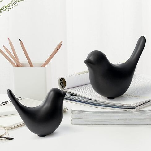 Notakia Small Birds Statues Home Decor Modern Style Birds Decorative Ornaments for Living Room, Bedroom, Office Desktop, Cabinets (Black 2Pcs) in Kuwait