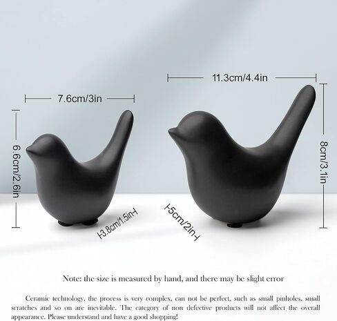 Notakia Small Birds Statues Home Decor Modern Style Birds Decorative Ornaments for Living Room, Bedroom, Office Desktop, Cabinets (Black 2Pcs) in Kuwait