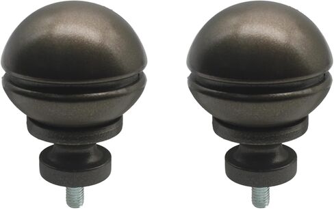 HAJZXH 2 Pcs 5/8 Inch Curtain Rod End Cap Finials Round Shape Drapery Rod End Caps Decorative Rod Replacement finials with M5 Screws for Curtain Rods(Black) in Saudi Arabia