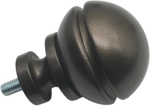 HAJZXH 2 Pcs 5/8 Inch Curtain Rod End Cap Finials Round Shape Drapery Rod End Caps Decorative Rod Replacement finials with M5 Screws for Curtain Rods(Black) in Saudi Arabia