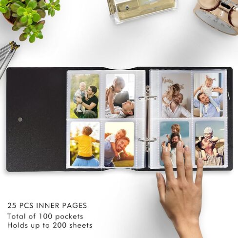 A5 Kpop Photocard Binder, 2 Ring Binder Photo Album for Fujifilm Instax Mini Camera Polaroid Printer Photo Film, 2x3 inch Kpop Photocard Holder Book with 25 Pages 4 Pocket (Purple) in Kuwait