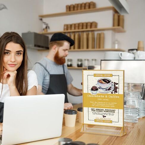 إطارات الذهب واضحة حامل علامة أكريليك 8.5x11 إطارات صور ذهبية ، حامل القائمة مزدوجة الجوانب شاشة الوقوف لحفلات الزفاف رقم طاولة حامل نشرة (حزمة 6) in Saudi Arabia