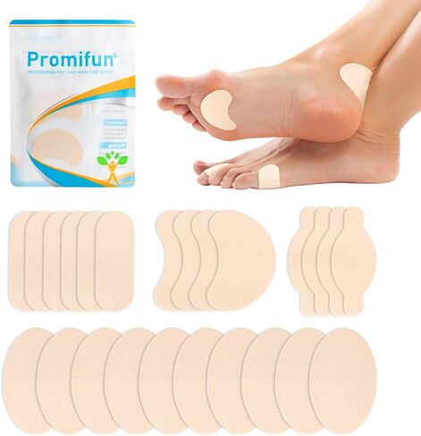 Moleskin Strips with Adhesive Blister Prevention Pads Mole Skin Tape Stickers for Feet Heel Shoes Padding-24 Sheets of 4 Shapes，Beige in Saudi Arabia