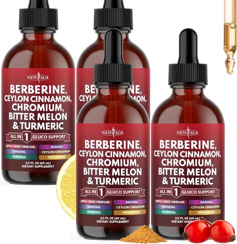 Berberine with Ceylon Cinnamon Supplement Liquid Drops + Bitter Melon Extract, Glucomannan, Gymnema, Chromium, Turmeric, Panax Ginseng, Moringa- 4 OZ in Saudi Arabia