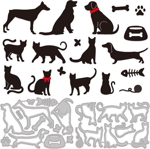 GLOBLELAND Dog and Cat Cutting Dies Metal Animals Die Cuts Embossing Stencils Template Sofa Cutting Dies for Paper Card Making Decoration DIY Scrapbooking Album Craft Decor in Saudi Arabia