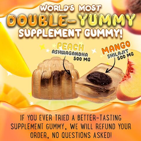 Pure Himalayan Shilajit Gummies - High Potency Gold Grade Resin - Energy Boost and Immune Support for Men and Women with Ashwagandha and Shatavari - 60 Gummy - Peach & Mango in Saudi Arabia