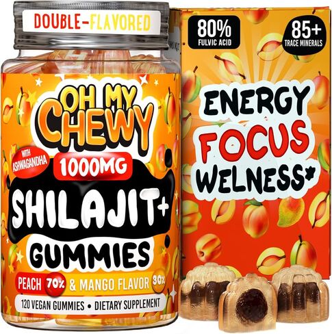 Pure Himalayan Shilajit Gummies - High Potency Gold Grade Resin - Energy Boost and Immune Support for Men and Women with Ashwagandha and Shatavari - 60 Gummy - Peach & Mango in Saudi Arabia