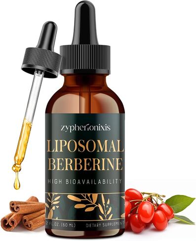 Liposomal Berberine Drops Supplement 3000mg - High Absorption AMPK Activator, Organic Berberine HCl Complex with Ceylon Cinnamon & Ginger for Immune & Digestion (2 fl oz) in Saudi Arabia