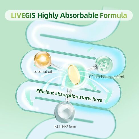 Vitamin D3 K2 Softgels, D3 10000 IU with K2 (MK-7) 200 mcg with Coconut Oil Softgels, Easy to Swallow 2 in 1 Vitamins D & K, Supports Calcium Absorption, Immune and Heart Health - 90 Counts in Saudi Arabia