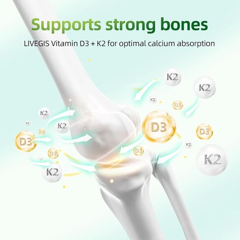 Vitamin D3 K2 Softgels, D3 10000 IU with K2 (MK-7) 200 mcg with Coconut Oil Softgels, Easy to Swallow 2 in 1 Vitamins D & K, Supports Calcium Absorption, Immune and Heart Health - 90 Counts in Saudi Arabia