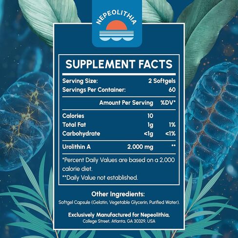 Urolithin A 2000mg, Gluten Free, 120 Softgels in Saudi Arabia