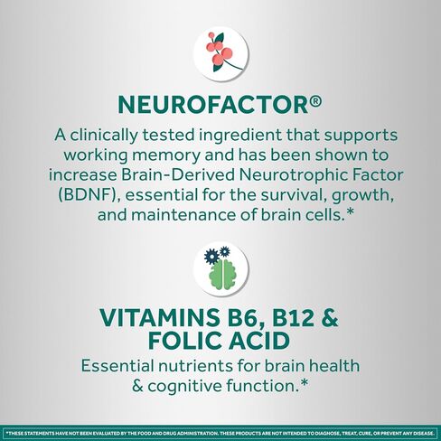 NEURIVA Memory 3D Brain Supplement - Decaffeinated Nootropic Capsules for Memory, Focus & Cognitive Function - Short Term, Long Term, & Working Memory Support - 50ct in Saudi Arabia