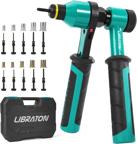 LIBRATON Rivet Nut Tool, Rivnut Tool, Professional Ratchet Nutsert Tool Kit, Nutsert Gun Kit with 10 SAE and Metric Mandrels, 100PCS Rivet Nuts, Rugged Carry Case, Insert Tool Kit for Automotive in Kuwait