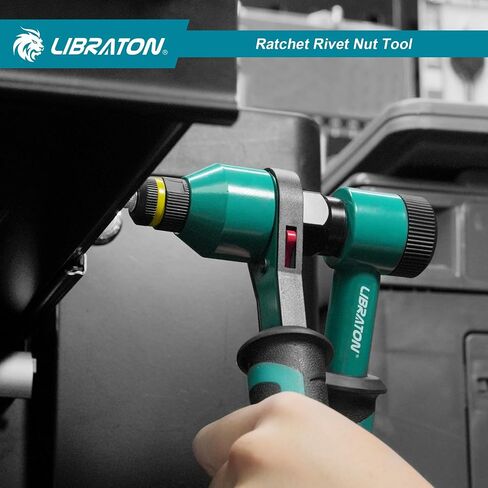 LIBRATON Rivet Nut Tool, Rivnut Tool, Professional Ratchet Nutsert Tool Kit, Nutsert Gun Kit with 10 SAE and Metric Mandrels, 100PCS Rivet Nuts, Rugged Carry Case, Insert Tool Kit for Automotive in Kuwait