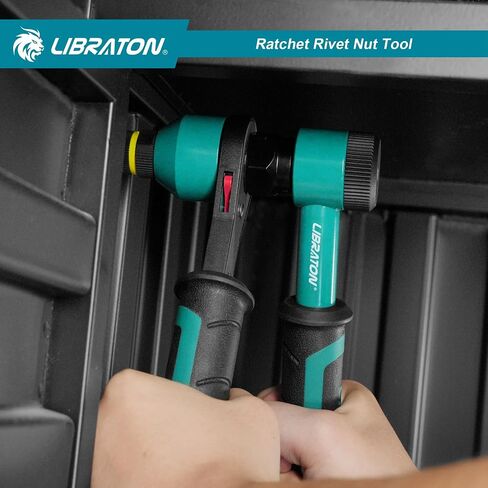 LIBRATON Rivet Nut Tool, Rivnut Tool, Professional Ratchet Nutsert Tool Kit, Nutsert Gun Kit with 10 SAE and Metric Mandrels, 100PCS Rivet Nuts, Rugged Carry Case, Insert Tool Kit for Automotive in Kuwait