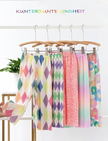 Kiench Girls Wide Leg Palazzo Pants Pleated Silky Flowy Trousers Cute Print in Saudi Arabia