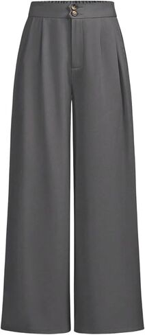 OYOANGLE Girl's Pleated Wide Leg Pants Button Zipper Fly High Waisted Long Trousers with Pocket in Saudi Arabia