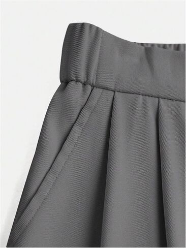 OYOANGLE Girl's Pleated Wide Leg Pants Button Zipper Fly High Waisted Long Trousers with Pocket in Saudi Arabia