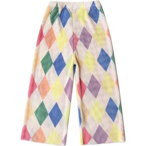 Kiench Girls Wide Leg Palazzo Pants Pleated Silky Flowy Trousers Cute Print