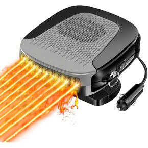 سخان السيارة ， 2 في 1 تبريد وتسخين مروحة مركبة إلكترونية مبرد الهواء ، 12V 150W سخانات محمولة للسيارة للسيارة ، والتعديل الخالي من 360 درجة ، وزيادة التدفئة السريعة وتجديد التزوير