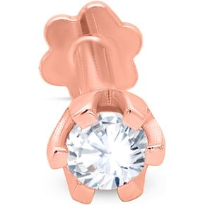 0.10 cttw Round Lab Grown Diamond Six Prong Set Nose Pin For Women's in 14K Gold | Women's Diamond Nose Ring |Diamond Color- G-H Diamond Clarity-VS-SI