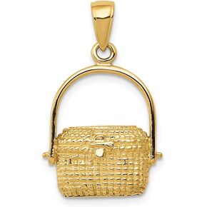 Solid 14K Yellow Gold Large Nantucket Basket Pendant