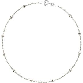 Ritastephens Sterling Silver Italian Shiny Ball Bead Station Link Chain Anklet or Necklace