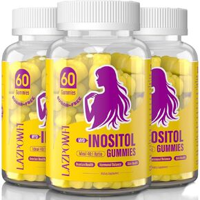 Myo-Inositol & D-Chiro Inositol,Inositol Gummies with Vitamin D3, Magnesium Glycinate, Omega-3, Folate & Zinc, Inositol Supplement Menstrual Cycle for Women-40:1 Ratio-30 Day Supply