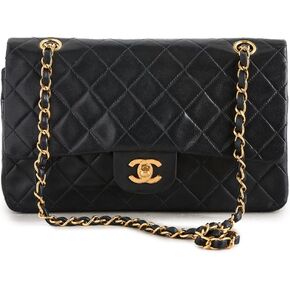 WHAT GOES AROUND COMES AROUND Women's Pre-Loved Chanel Black Lambskin 2.55 Shoulder Bag 10"