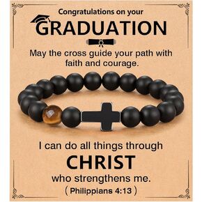 Bible Verse Christian Graduation Gifts for Him Boys, Cross Bracelet for Son Grandson Nephew Boyfriend Brother Freinds