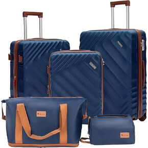 5 piece Luggage Set Expandable Suitcase 22x14x9 Airline Approved Carry on, ABS Hard Case Suitcases with Spinner Wheels, TSA Lock, Durable Waterproof Travel Set